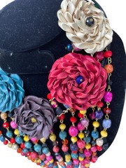 Handcrafted Multicolor Beaded Statement Necklace & Earring Set SKU 9685