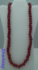 Ghanaian Red Wine Glass Beaded Necklace 28″ Handmade in Ghana 66 Total Beads