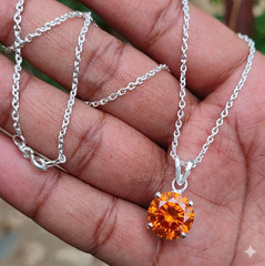 RARE 3.60 Ct Certified Flame Orange Diamond Solitaire Necklace,Free Studs