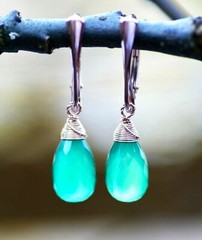 Natural Emerald Green Onyx Wire 18K Rose Gold Vermeil , 7th Anniversary