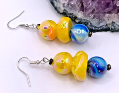 Rubber Duck On Beachball Cute Whimsical Handcrafted Pierced Earrings LR134