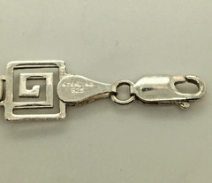 VTG Necklace Sterling Silver 925 Greek Key Link Geometric Choker Necklace 16″