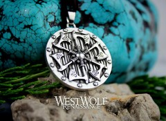 Slavic Shield Pendant with Perun Axe Design — Viking/Norse/Necklace/Sun/Axes
