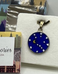 Murano Millefiori Venezia celestial moon stars glass round pendant for necklace