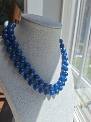 Hand Knotted Lapis Lazuli Necklace 32″ Opera Length 10mm Beads Double Wrap 112g