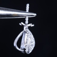 Solid 14K White Gold Round Semi Mount Pave Natural.1ct Diamonds Beauty Pendant