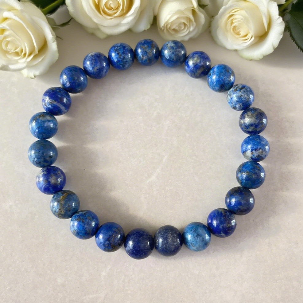 Lapis Lazuli 7mm Beads Bracelet |Genuine Stone Healing Properties Boho Chic Gift