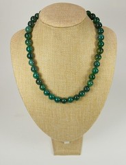 Beaded Green Black Agate Natural Gemstone Necklace Great Quality 18″