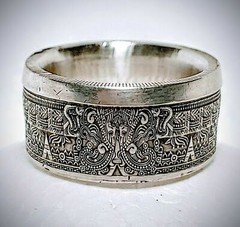 Comfort Fit Aztec Mayan Calendar Coin Ring .999 silver