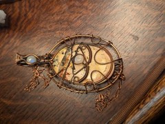 Oval Copper Wire Stone Pendant With Copper Chain