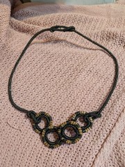 SoloHope Handcrafted Beaded Statement Necklace Pine Straw Thread Black Honduras
