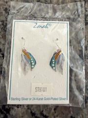 ZARAH Sterling Silver 925 ANGEL WINGS earrings Enamel vintage NEW old stock