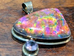 925 Artisan Multicolor Glass Triangle Statement pendant. Torque not included.