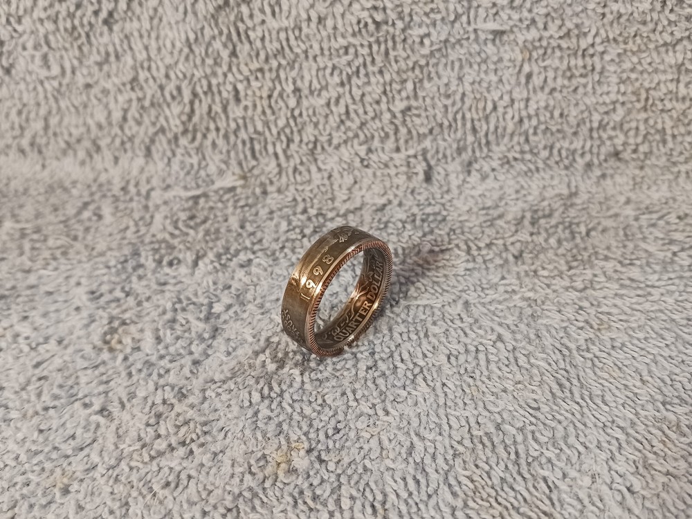 1998 Washington Quarters, Handmade Coin Ring, Size 8 clad