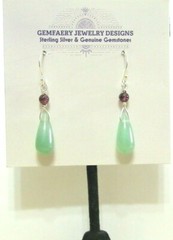 Sterling Silver Wire-Wrapped AVENTURINE Dangle Earrings #5552…Handmade USA
