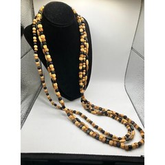 Sandalwood, Darker Brown Wood, and Ebony Beaded String Necklace!