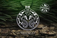 Viking Twin Dragons Pendant – Borre Art Style — Norse/Celtic/Steel/Necklace