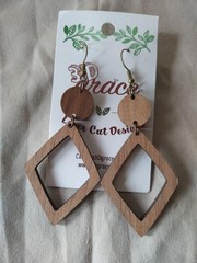 2.5″NEW 3D GRACE GEOMETRIC ARTISAN WOOD EARRINGS~OPEN TRIANGLE~LASER CUT
