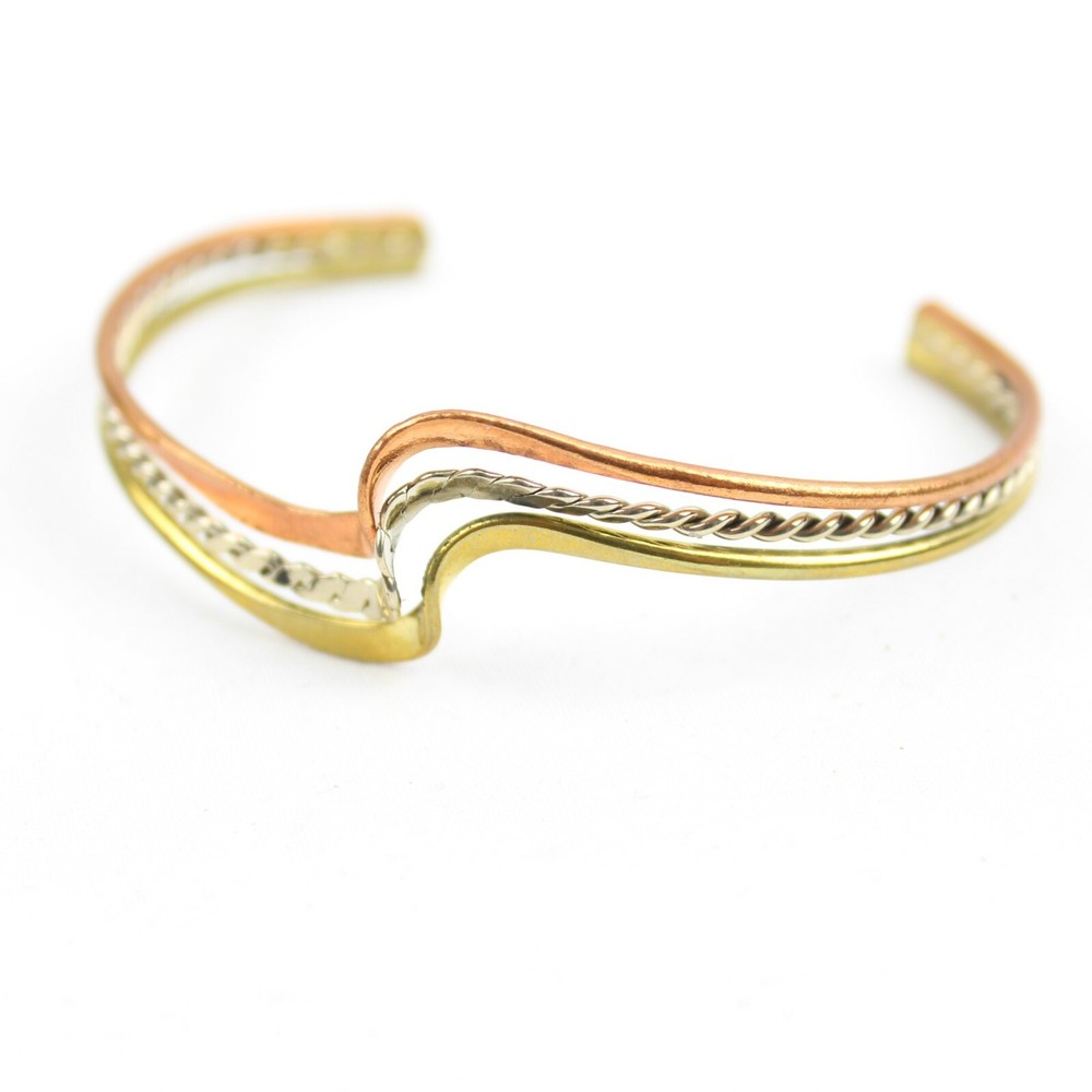 Copper Hand Crafted Bracelet from Mexico Michoacan Beautiful Design #1 6″