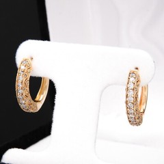 Superior S & J Diamond SJM 14K Yellow Gold & Real Diamond Huggie Hoop Earrings