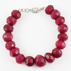 354.00 Cts ENHANCED Ruby Round Shape Faceted Beads Handmade Bracelet (RS)