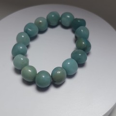 Amazonite Blue-Green Stretch Beaded Bracelet Round Gemstone Cord Healing Nature