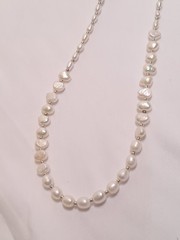 NWT Peyote Bird White Freshwater Pearls On Leather Cord Necklace 22″