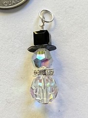 Handcrafted Swarovski Snowman, with crystal collar, wear as a Pendant or Charm
