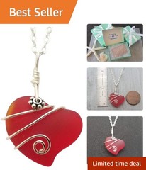 Customizable Bohemian Sea Glass Heart Necklace – Timeless Jewelry for Women