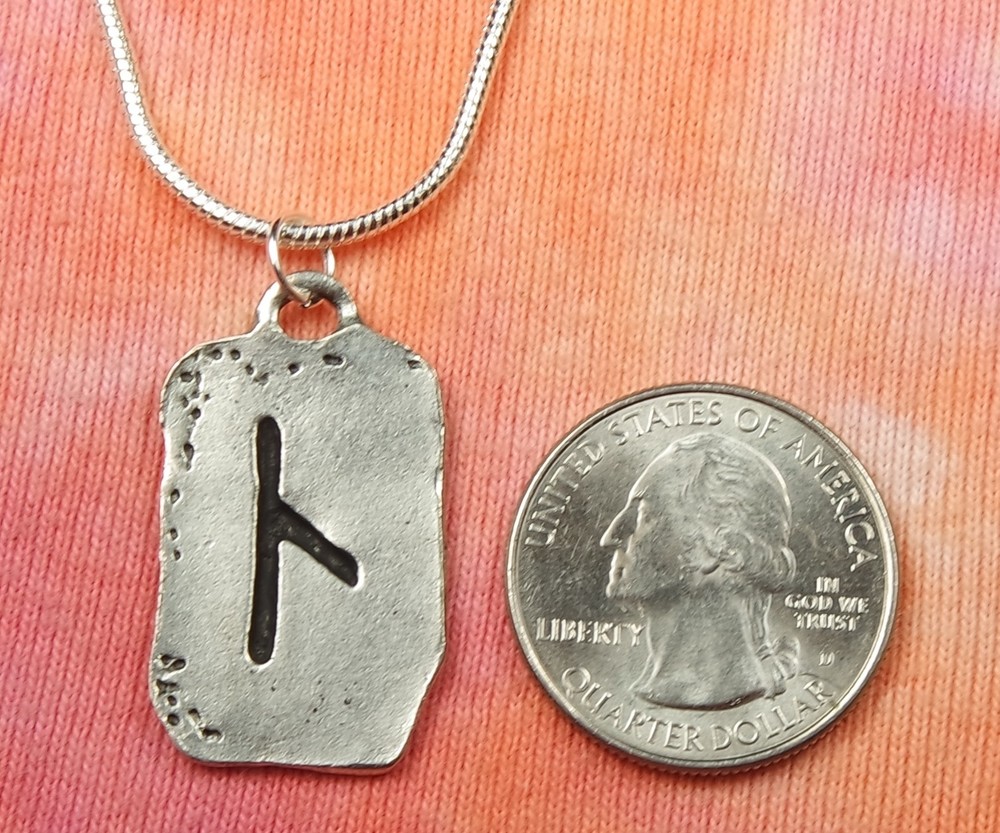 Laguz Rune Necklace, Elder Futhark Runes Viking Jewelry Logr Lagus Laukaz Chain