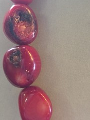 Vintage Barse Chunky Red Bamboo Coral Double Strand Necklace and Earrings Set
