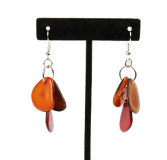 ORANGE BROWN RED Triple Tear Drop Earrings Tagua Nut Organic – hand crafted