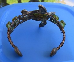 Artisan Crafted Turquoise Shell??? Glass & Copper Wire Sea Turtle Bracelet