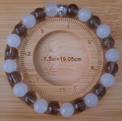 Smokey Quartz w/ White Jade Bracelet / 8mm 7.5inch / Handmade / Free Ship-Box