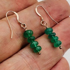 Emerald AAA Gemstone Earrings with 14K Rose Gold Filled Findings| 1″ Long «