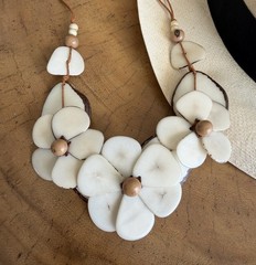 TAGUA FLOWER NECKLACE statement natural nut jewelry Unique Gift Tagua Bella