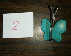 Stabilized Turquoise Hand Wrapped Butterfly Pendant #2