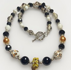 Artisan Handcrafted Art Deco Lampwork Glass Jewelry Amber fromChaos Necklace #9