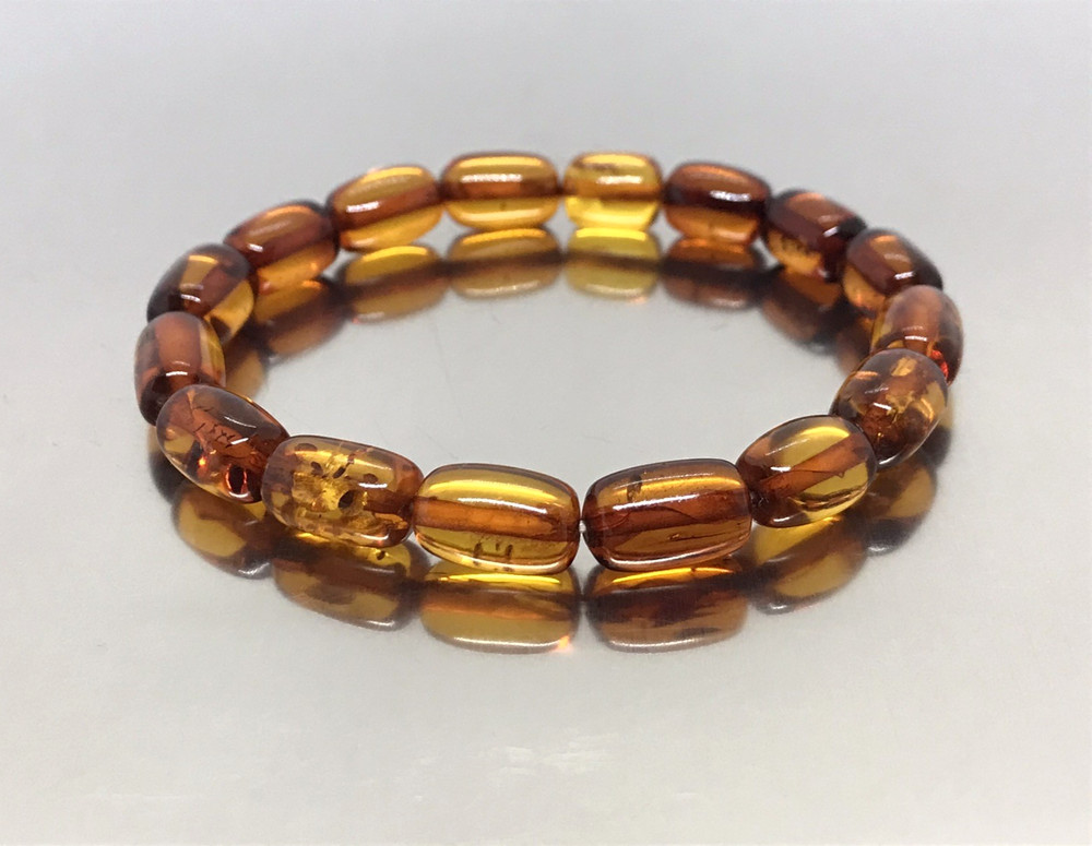 AMBER BRACELET Gift Barrel Natural BALTIC AMBER Beads Ladies Jewelry 7g 19329
