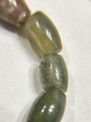 fine moss agate, jade & dino bone beaded bracelet 9.25” magnetic clasp