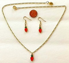 EASTER CARROT NECKLACE & EARRING SET-GARDENING-20″GOLD PLATED CHAIN #705