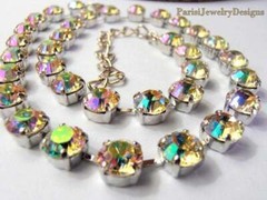 Luminous Green Crystal Graduate Tennis Necklace | Silver Jewelry | Gift For Her