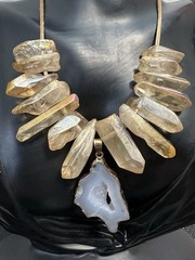 Handcrafted Druzy Agate Geode Angel Aura Cutrine Pendant Necklace