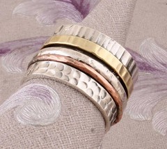 Solid 925 Silver Copper Brass Minimalist Healing Ring Handmade Unisex Thumb Ring