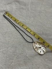 Mother Of Pearl Carved Pendant Necklace On Black Cord