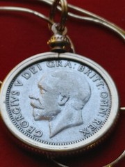 1933 British Silver Shilling Pendant on 20″ 18k Gold Filled Italian Chain 25mm