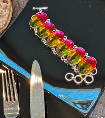 Multi Tourmalines in 925 Sterling Silver Bracelet ~ Clean, Polished ~ Club Night