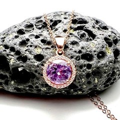 Color Change Lab Made Alexandrite Pendant 18k Rose Gold Vermeil June Birthstone