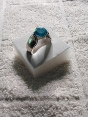 Swiss Blue Quartz Cocktail Ring. Set In Rhodium Plated Mount. Size 6.25