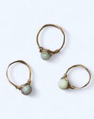 1 pc Handmade Amazonite wire wrapped crystal ring with gold copper wire